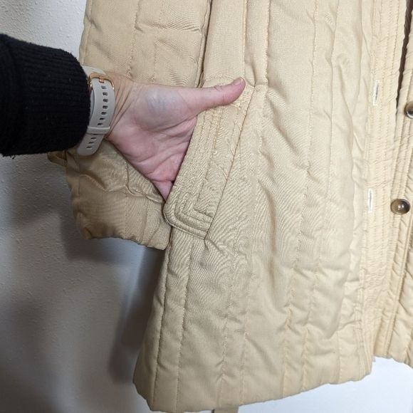 Vintage Channel Quilted Sherpa Lined Jacket Khaki Neutral - Picture 10 of 16